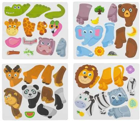 Iso Trade Montessori magnetinė dėlionė vaikams - Afrikos gyvūnai, 47 magnetai, 6 kortelės