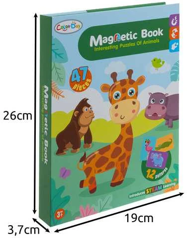 Iso Trade Montessori magnetinė dėlionė vaikams - Afrikos gyvūnai, 47 magnetai, 6 kortelės