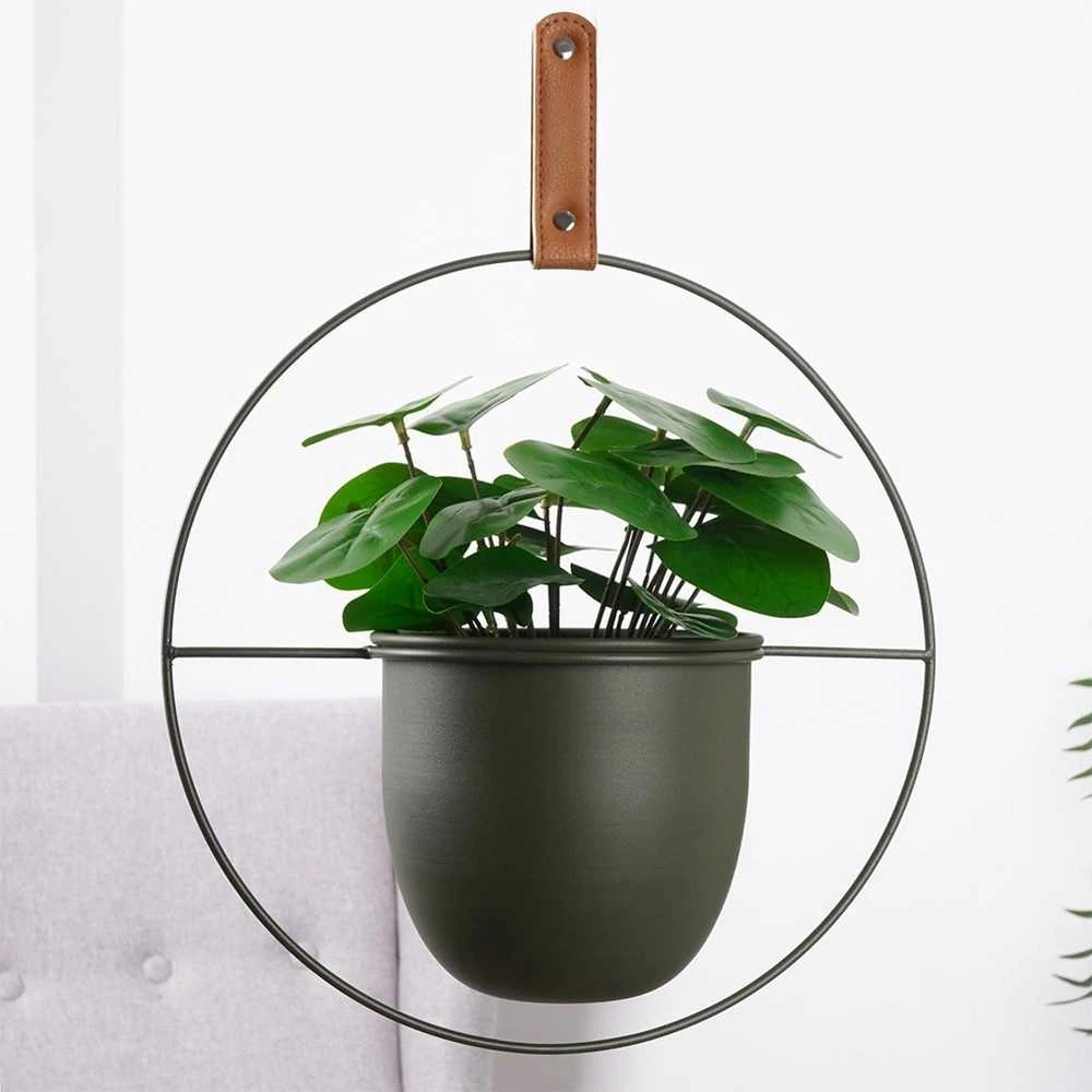 Home Styling Collection Kabantis vazonas 30 cm Metalinis Žalias