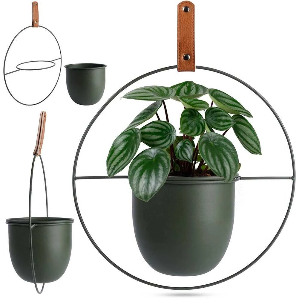 Home Styling Collection Kabantis vazonas 30 cm Metalinis Žalias