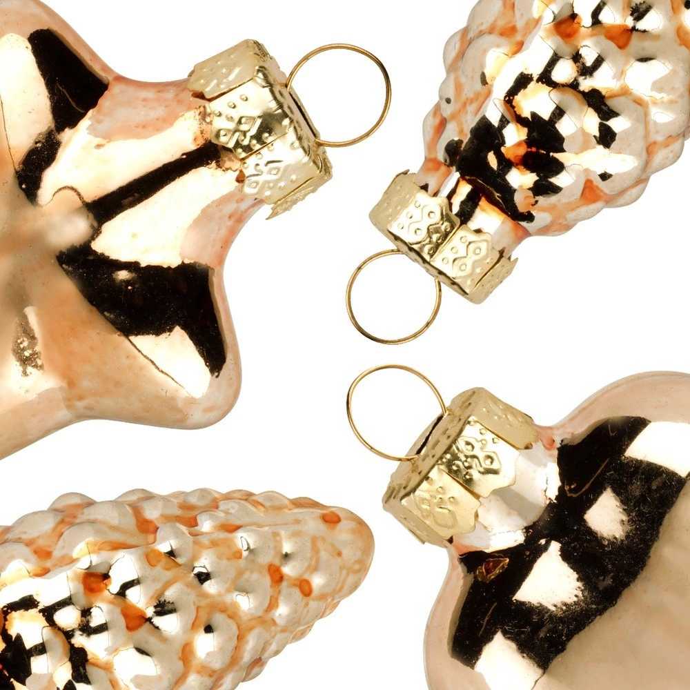 Skrzynkazdrewna Home Styling Collection Kalėdų dekoracijos Stiklinės ornamentai 12 vnt. Auksinės spalvos