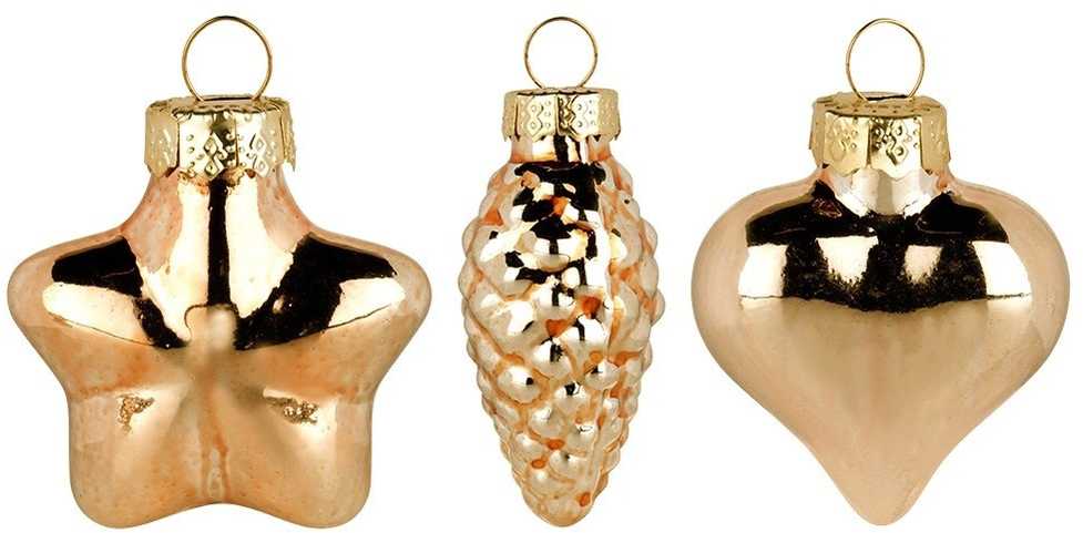 Skrzynkazdrewna Home Styling Collection Kalėdų dekoracijos Stiklinės ornamentai 12 vnt. Auksinės spalvos