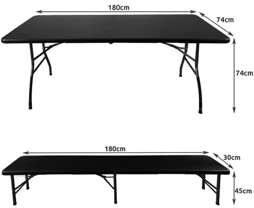 Gardlov Folding garden table 180cm + 2 benches - juodas