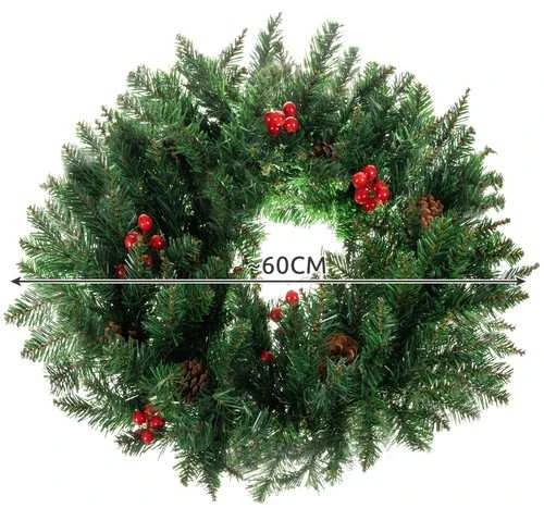 Ruhhy Kalėdinis vainikas durims Dekoratyvinis ornamentas Ornamentas 60cm Tankus XXL