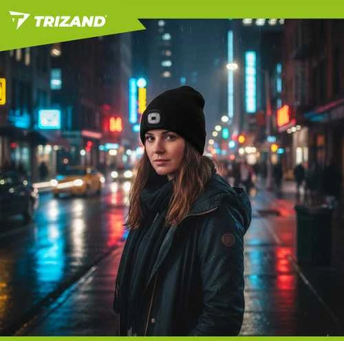 Žieminė kepurė su žibintuvėliu - juoda Trizand 22663