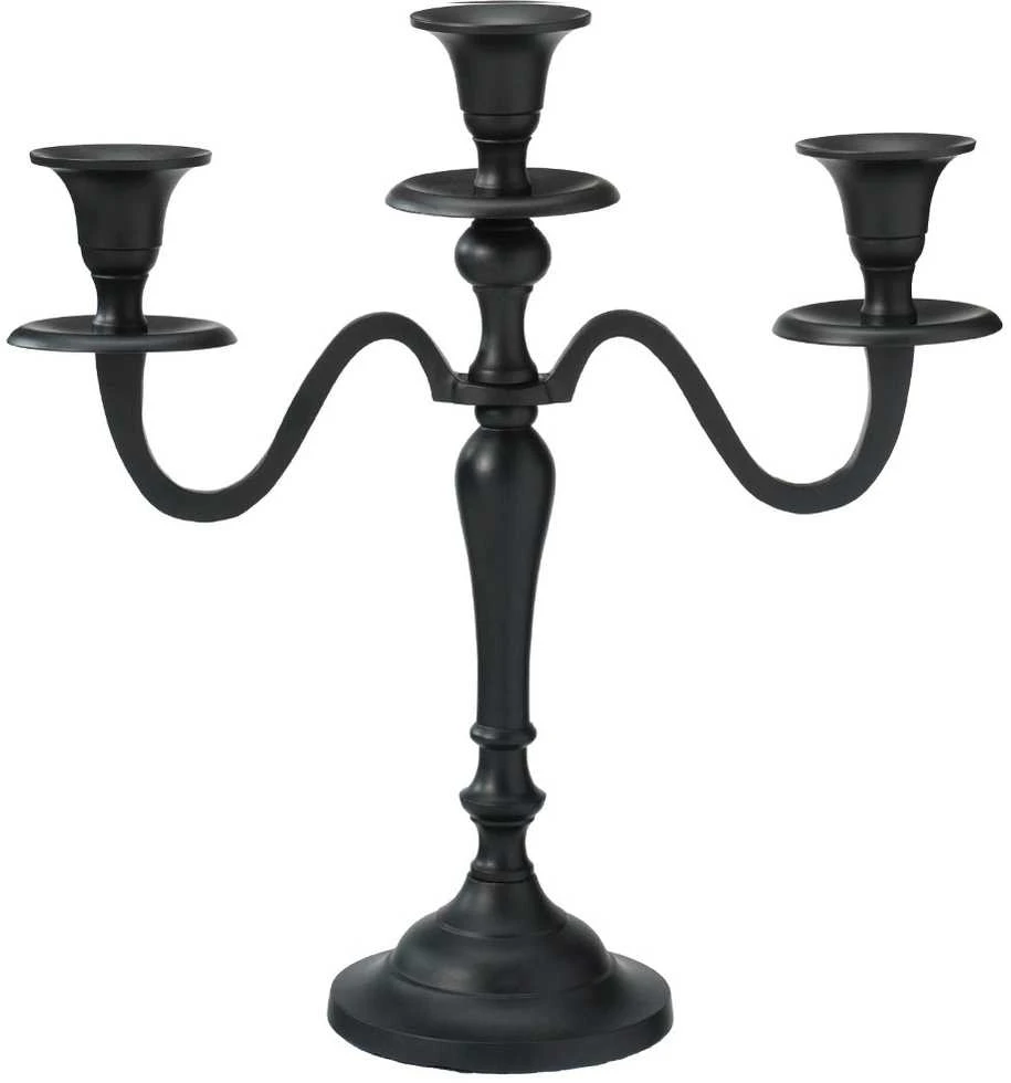 Lumarko Juoda aliuminė žvakidė 3-jų šakų 30 cm