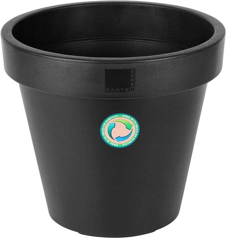 Mondex Juodas apvalus plastikinis gėlių vazonas 39 cm - Sodo vazonas