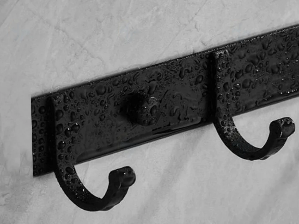 Drabužių kabykla su 5 kabliukais, 38,5 cm, juoda
