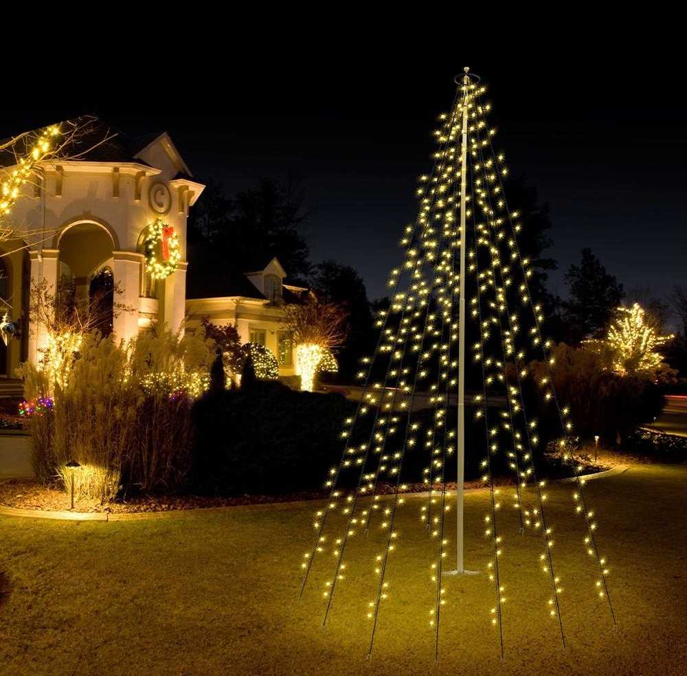 Kalėdinė girlianda 360 LED ant vėliavos stiebo