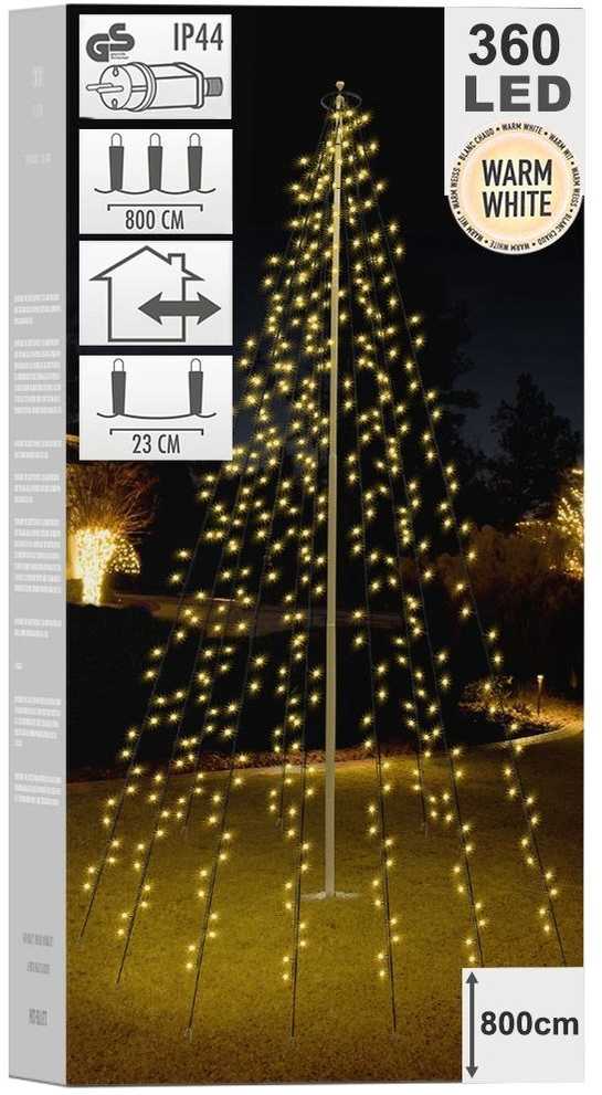 Kalėdinė girlianda 360 LED ant vėliavos stiebo