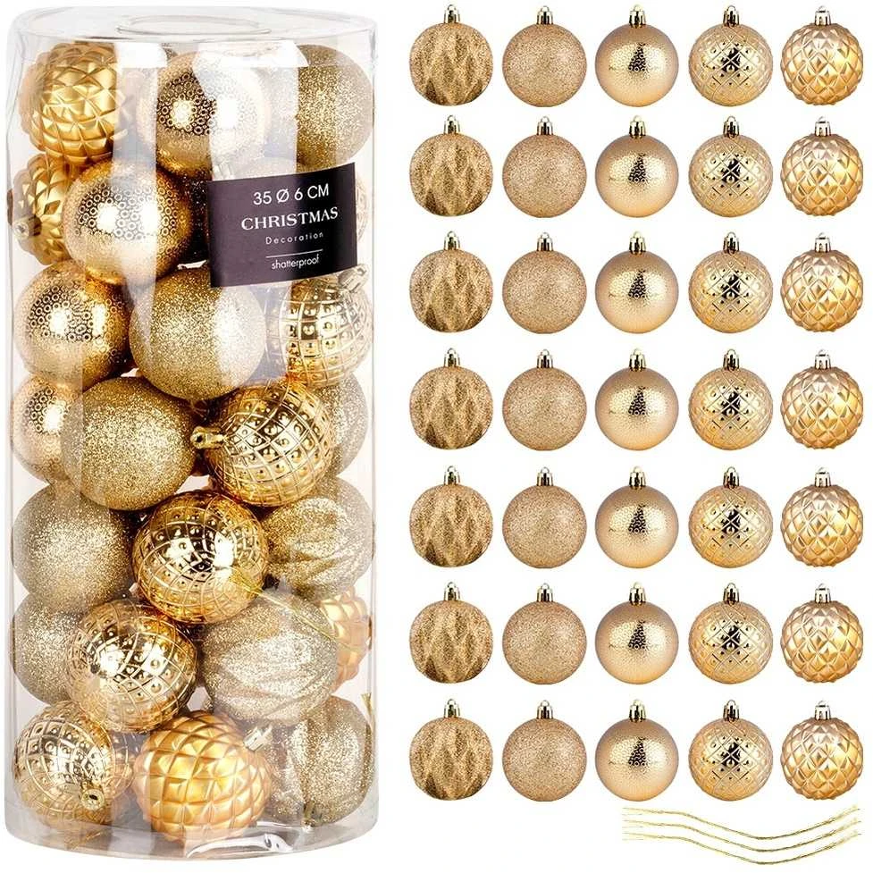 Christmas Decoration Kalėdiniai papuošalai Rūtos 35 vnt. auksinės spalvos 6 cm