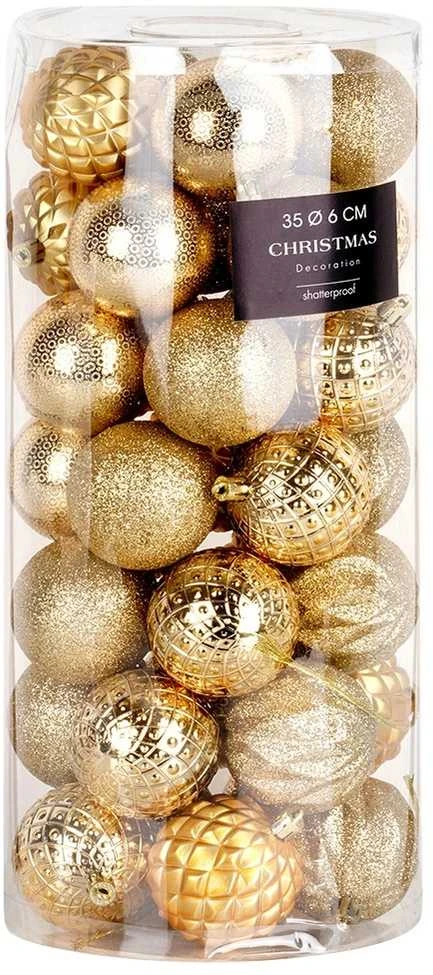Christmas Decoration Kalėdiniai papuošalai Rūtos 35 vnt. auksinės spalvos 6 cm