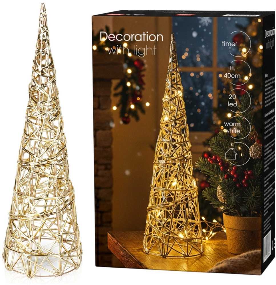 Kalėdinis medis su LED šviesa Kegel Auksinis 20 LED 40 cm