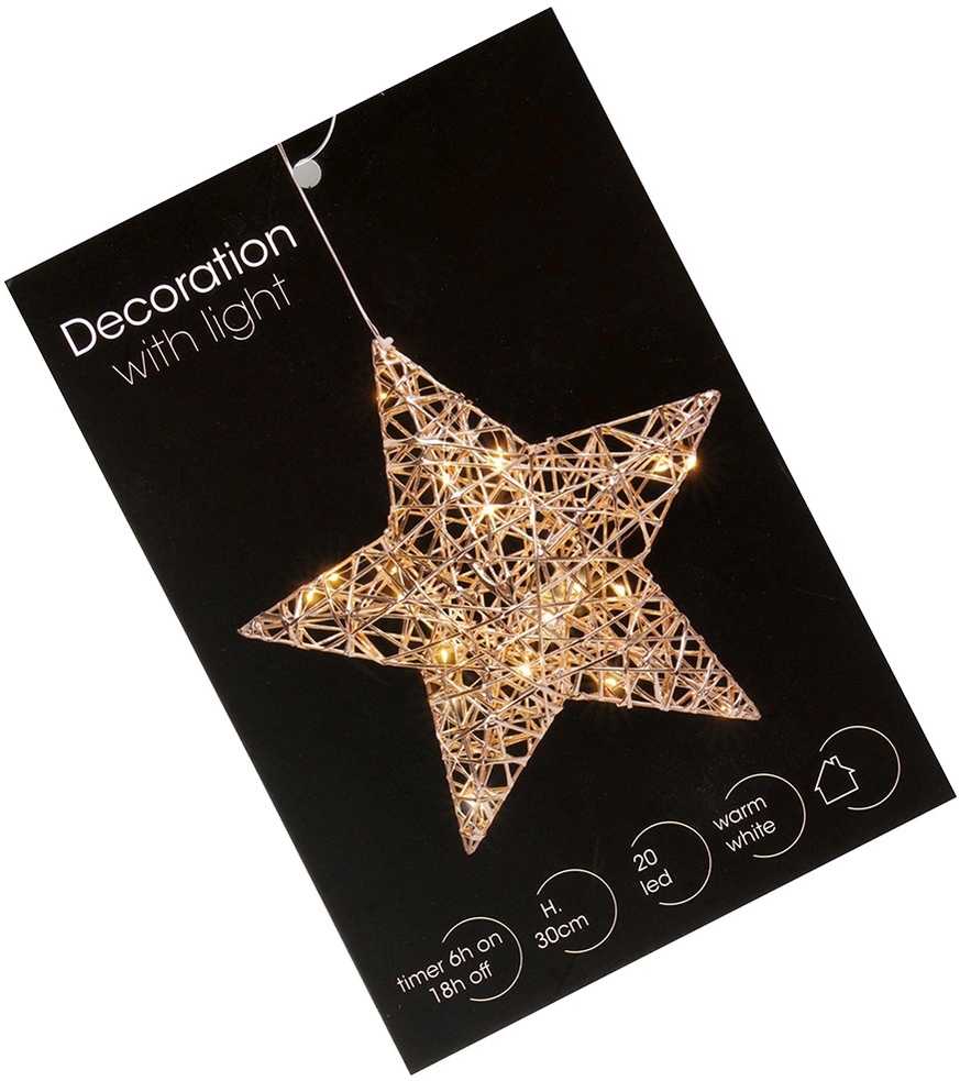Kalėdų dekoracija Žibintas Auksinis 30 cm - 20 LED