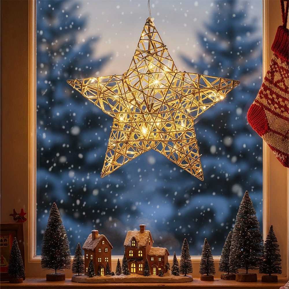 Kalėdų dekoracija Žibintas Auksinis 30 cm - 20 LED