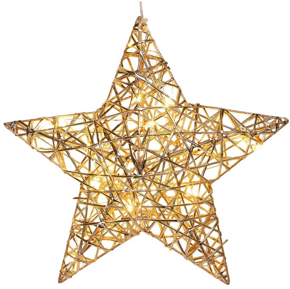 Kalėdų dekoracija Žibintas Auksinis 30 cm - 20 LED