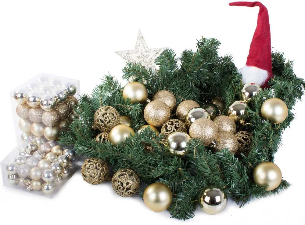 Christmas medžio tops 6/4/3 cm kit 100 pieces Gold