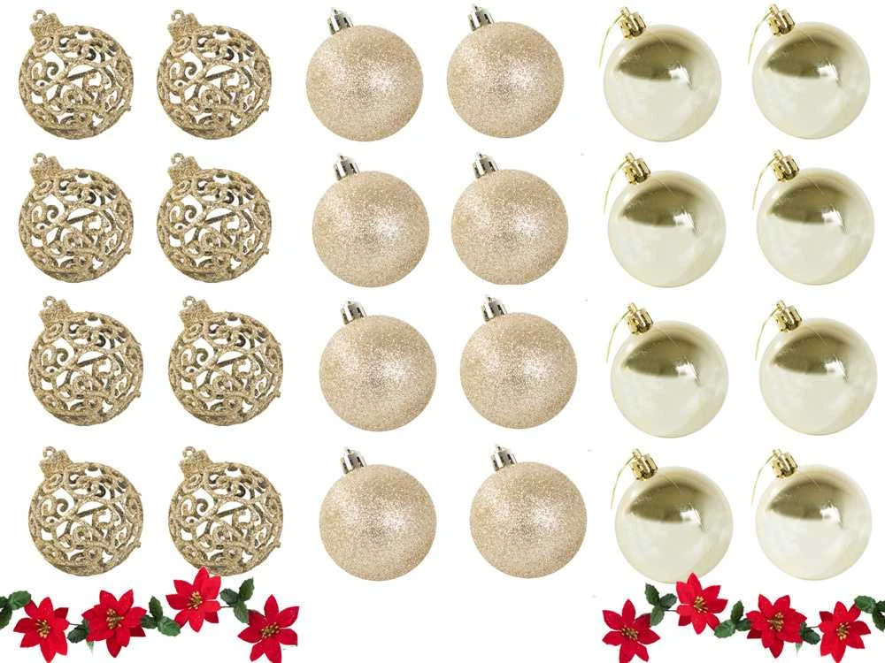 Christmas medžio tops 6/4/3 cm kit 100 pieces Gold
