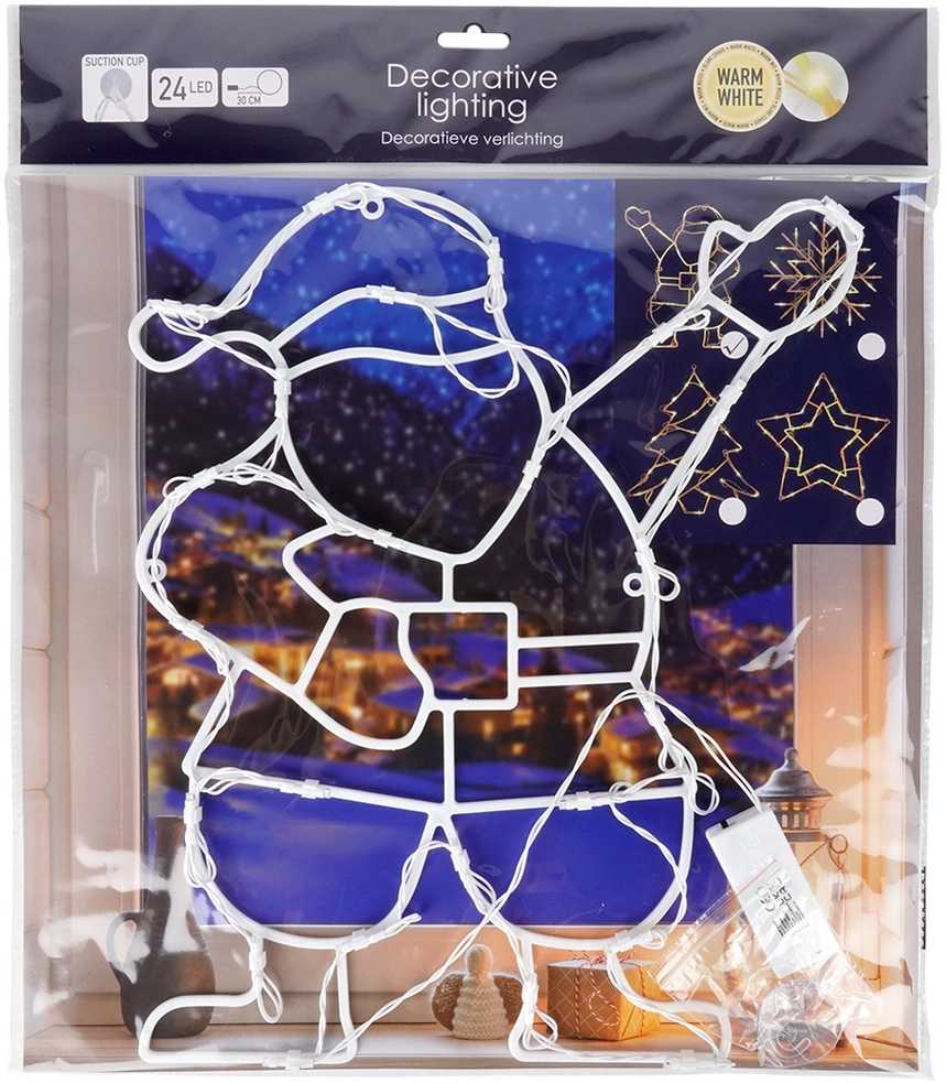 Kalėdų Senelis dekoratyvinė langų apšvietimo detalė su 24 LED