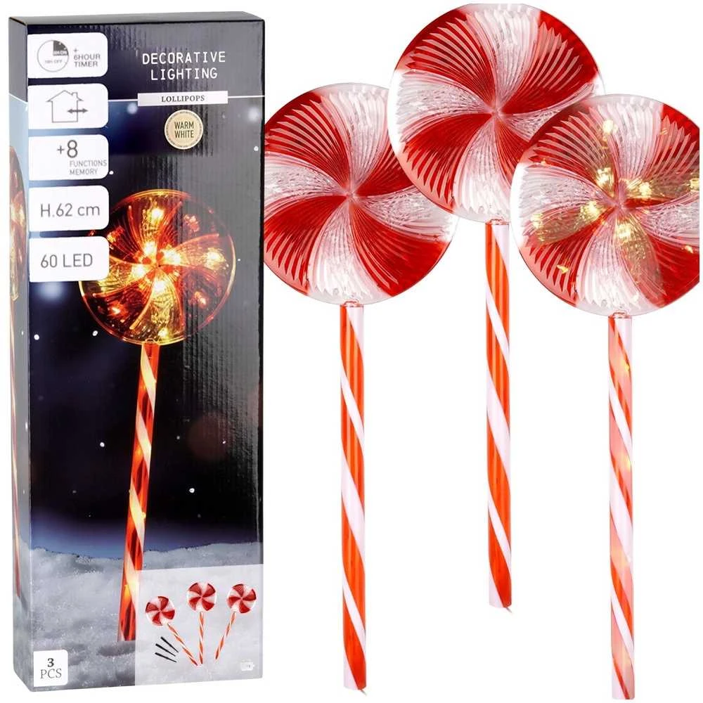 Mondex Kalėdų žibintai Lolly Lauke 60 LED 62 cm - Sodo apšvietimas