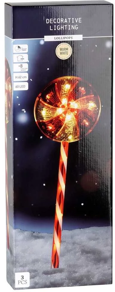 Mondex Kalėdų žibintai Lolly Lauke 60 LED 62 cm - Sodo apšvietimas