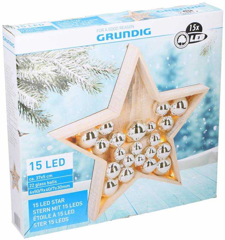Kalėdų žvaigždė 15 LED aukštis 36 cm