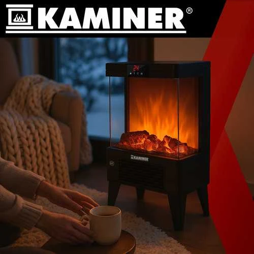 Elektrinis židinys KAMINER EMBEGO 2000W su liepsnos efektu