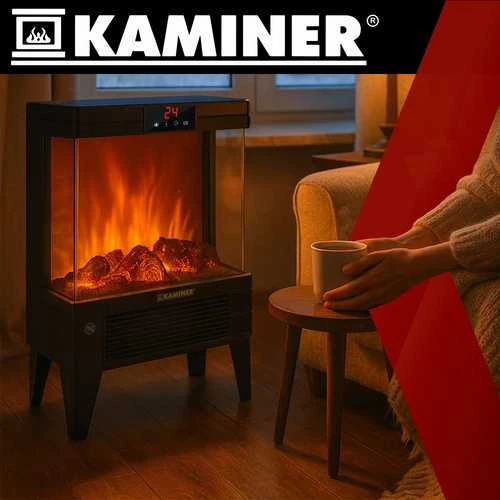 Elektrinis židinys KAMINER EMBEGO 2000W su liepsnos efektu
