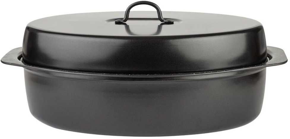 Nava Kepimo indas granitinė su dangčiu ovali NATURE 6,5 l, 42x29x17 cm