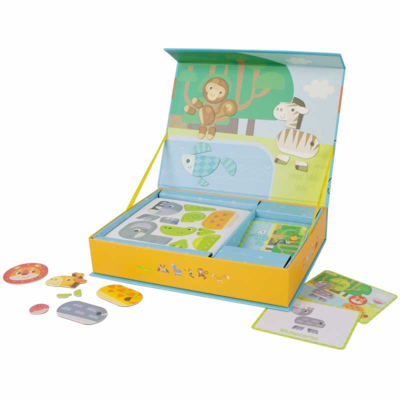 Žaislinė Lavinamoji medinė magnetinė dėlionė, 60 vnt., CLASSIC WORLD