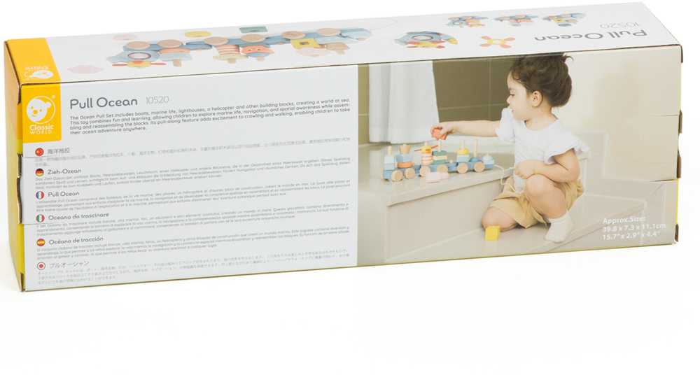 Classic World Montessori Žaislas - Ocean Kolejka, Medinė, Pastelinės Spalvos