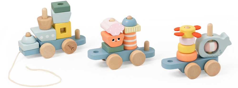 Classic World Montessori Žaislas - Ocean Kolejka, Medinė, Pastelinės Spalvos