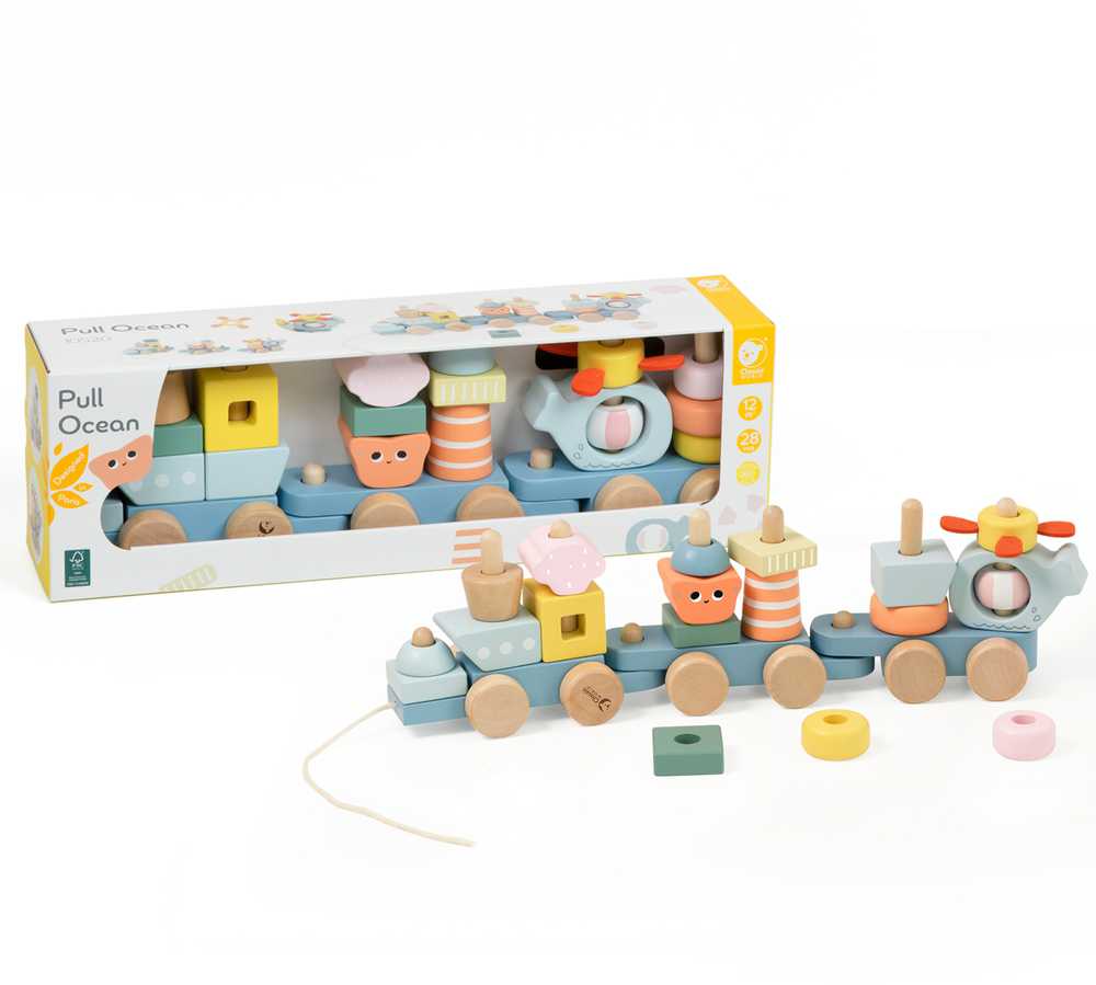 Classic World Montessori Žaislas - Ocean Kolejka, Medinė, Pastelinės Spalvos
