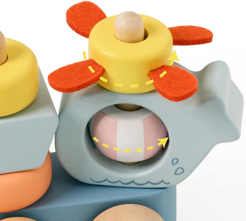Classic World Montessori Žaislas - Ocean Kolejka, Medinė, Pastelinės Spalvos