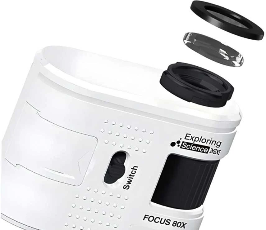 Kompaktiškas mikroskopas lupa mobiliam telefonui, 80x didinimas, led, uv