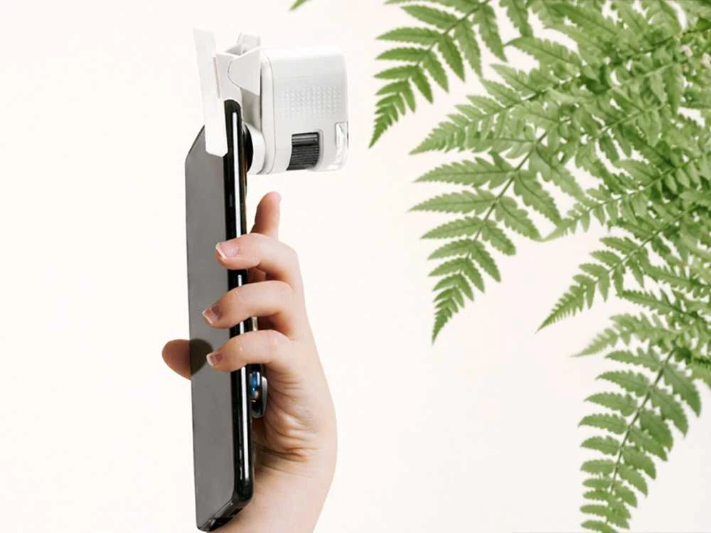 Kompaktiškas mikroskopas lupa mobiliam telefonui, 80x didinimas, led, uv