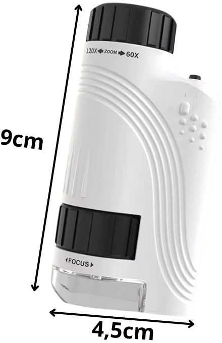 Kompaktiškas optinis mikroskopas su 120x didinimu, led apšvietimu, uv funkcija ir fokusavimu