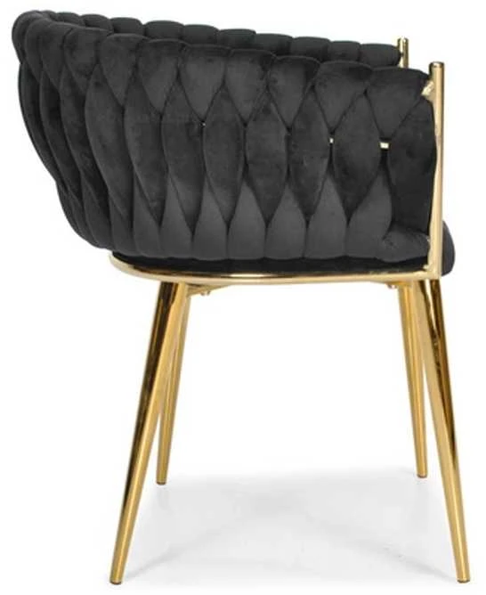 GLAMOUR Veliūrinė kėdė - Golden Legs Modern Juodas Hedo sp. su o.o.
