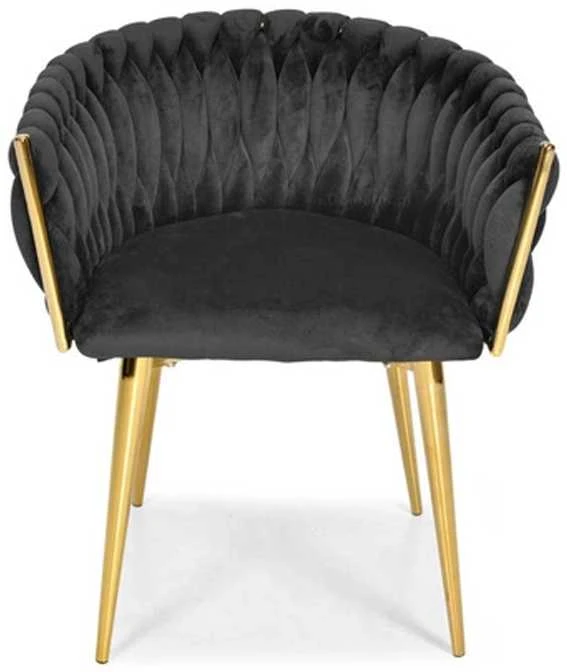GLAMOUR Veliūrinė kėdė - Golden Legs Modern Juodas Hedo sp. su o.o.