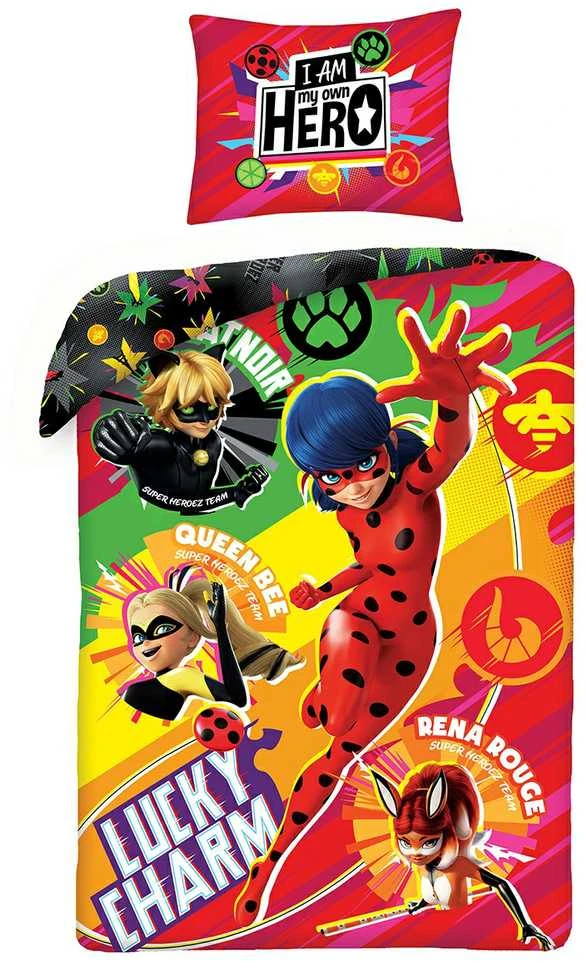MCU Ladybug ir Juodas Cat patalynė 140 x 200 cm, 70 x 90 cm