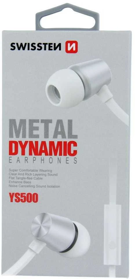 Laidinės ausinės „Swissten Dynamic YS500“ - sidabras/balta