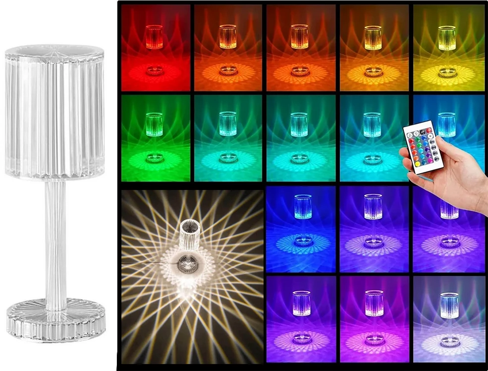 Stalinė naktinė lempa su RGB apšvietimu ir nuotoliniu valdymu