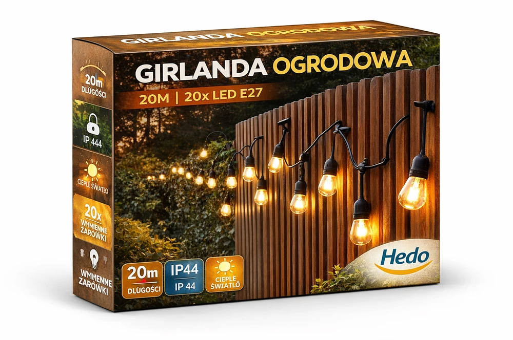 LED Lauko Girlianda 10M, 10x Lemputės, Vandeniui Atspari