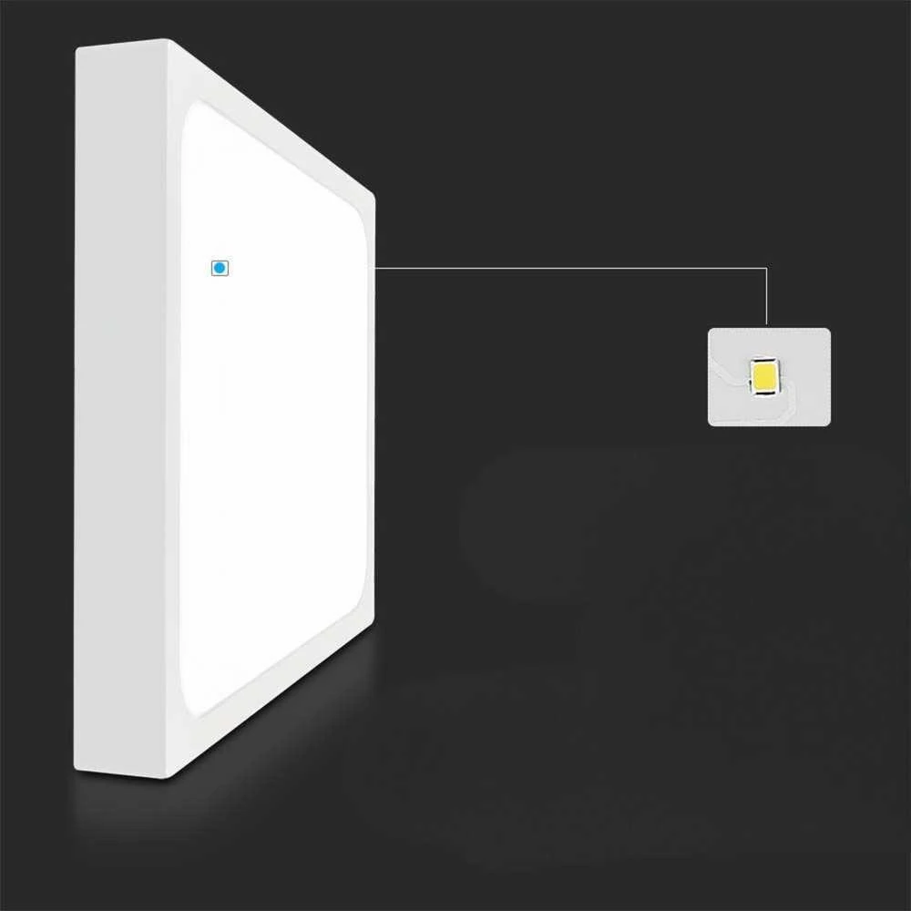 Lubinis šviestuvas V-tac 24W LED paviršinis šviestuvas, baltas, 4000K, IP44, su judesio davikliu