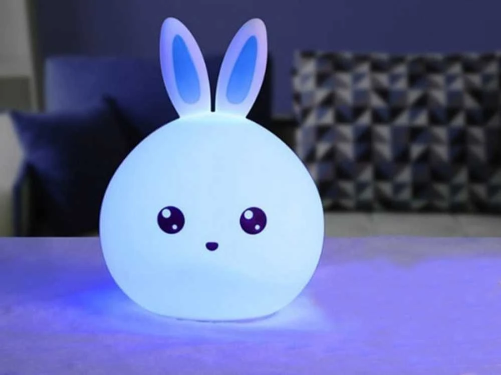 Vaikiška LED naktinė lempa triušis su RGB apšvietimu