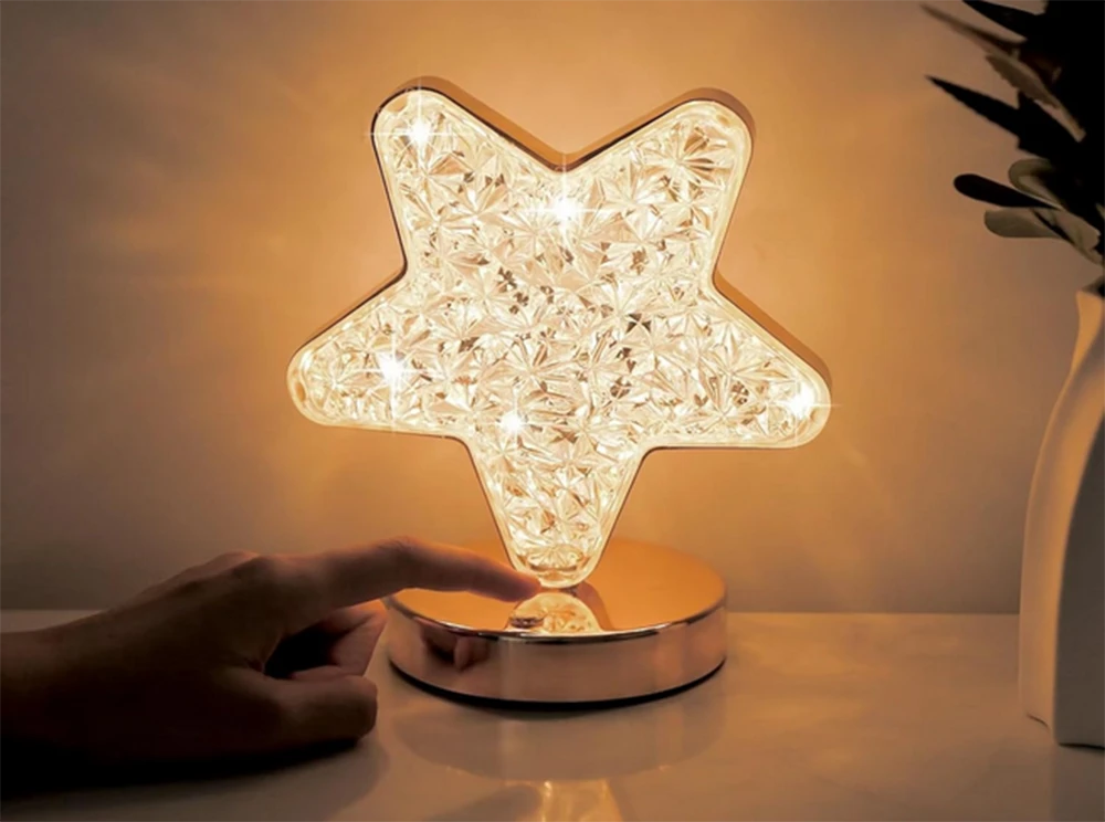 Naktinė stalinė lempa su kristalų efektu, RGB apšvietimas, 17 cm