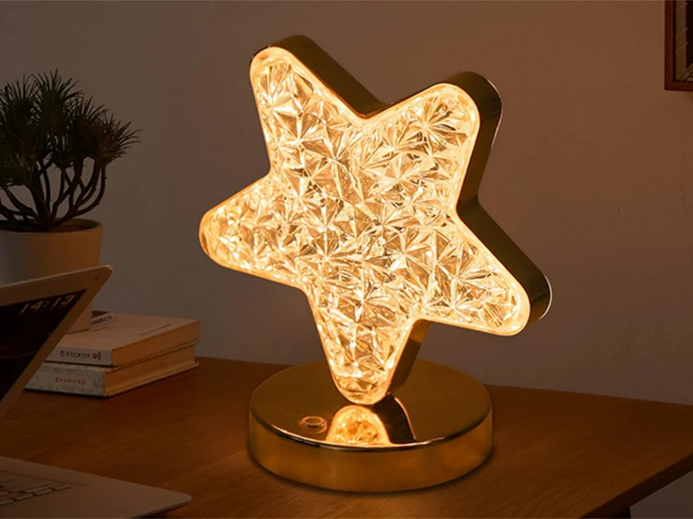 Naktinė stalinė lempa su kristalų efektu, RGB apšvietimas, 17 cm