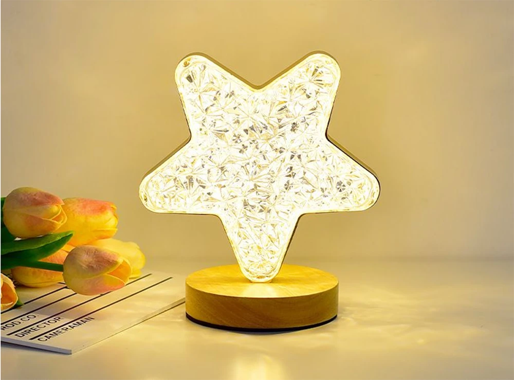 Naktinė stalinė lempa su kristalų efektu, RGB apšvietimas, 17 cm