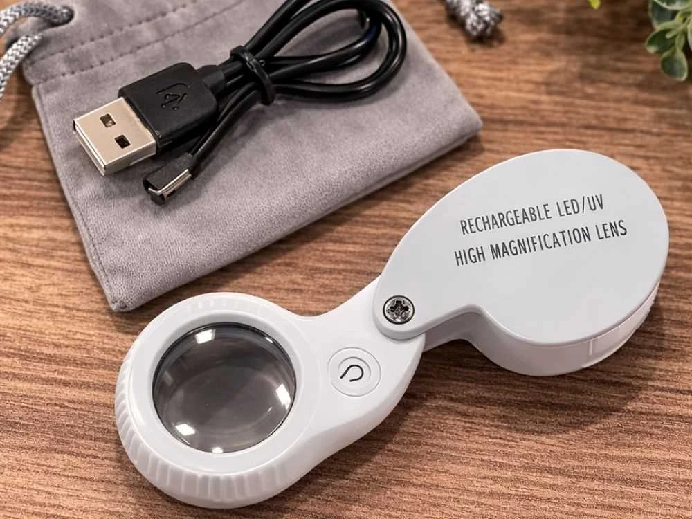 Led uv juvelyrinis didinamasis stiklas, sulankstomas, įkraunamas per usb, skirtas skaitymui