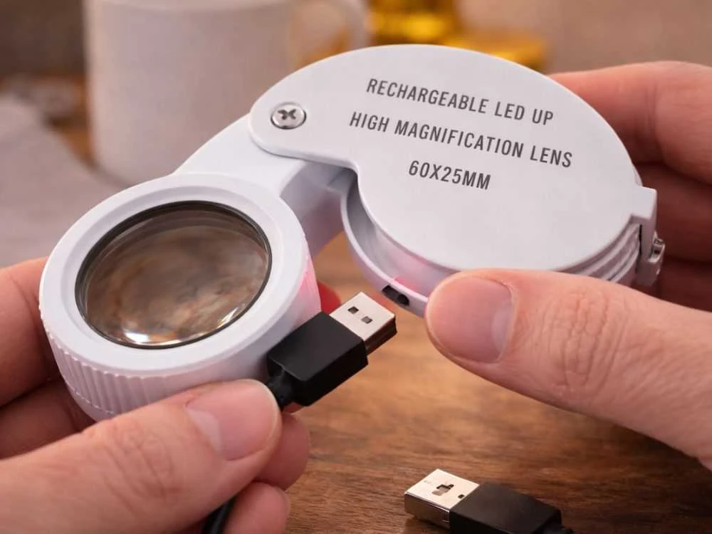 Led uv juvelyrinis didinamasis stiklas, sulankstomas, įkraunamas per usb, skirtas skaitymui